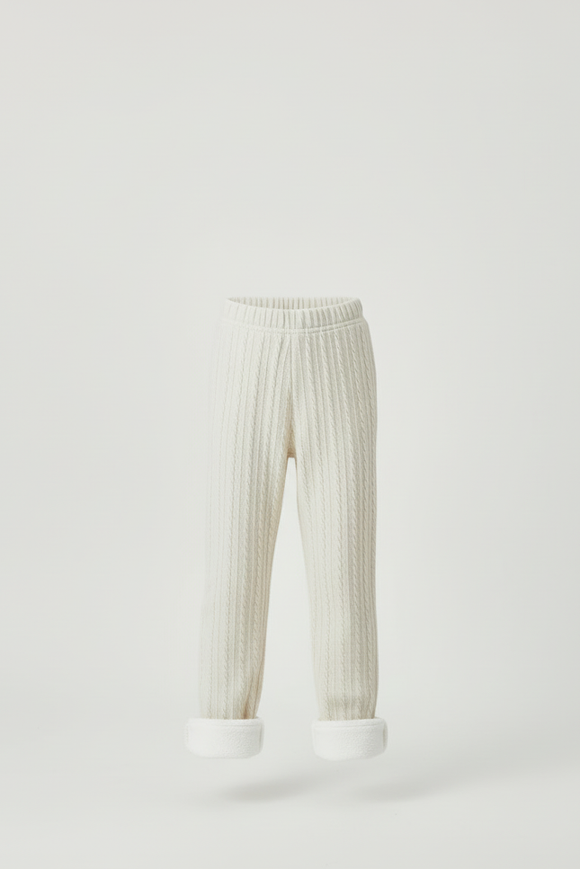 Pantalon Beige Fille Tricoté Jacquard Chaud Hiver - Maille - vue 3