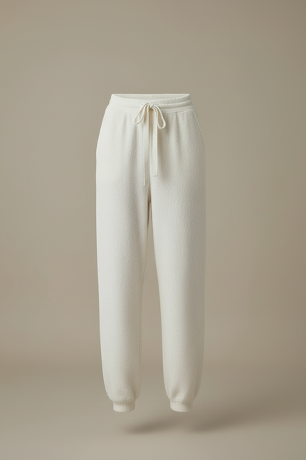 Pantalon Beige Laine Doux Confortable Jogging - Blanc - vue 3