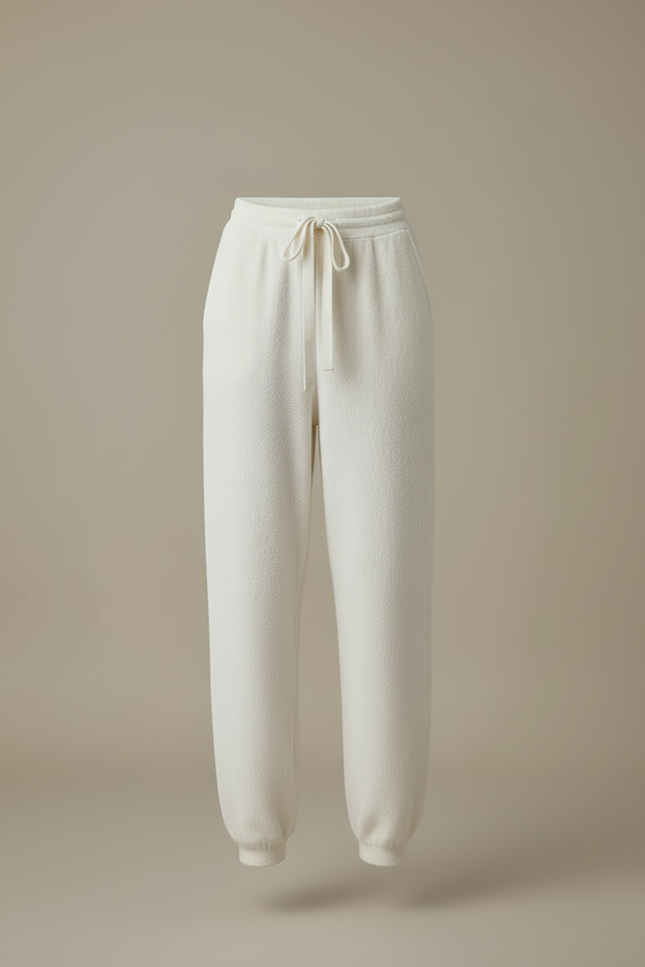 Pantalon Beige Laine Doux Confortable Jogging - Blanc - vue 3