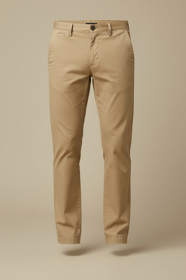 Pantalon Beige Homme Coton Droit Décontracté Élégant - vue 3