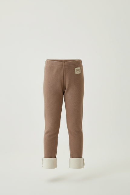Pantalon Beige Côtelé Doublé Chaud Enfant Élastique - Marron Cordé - vue 3