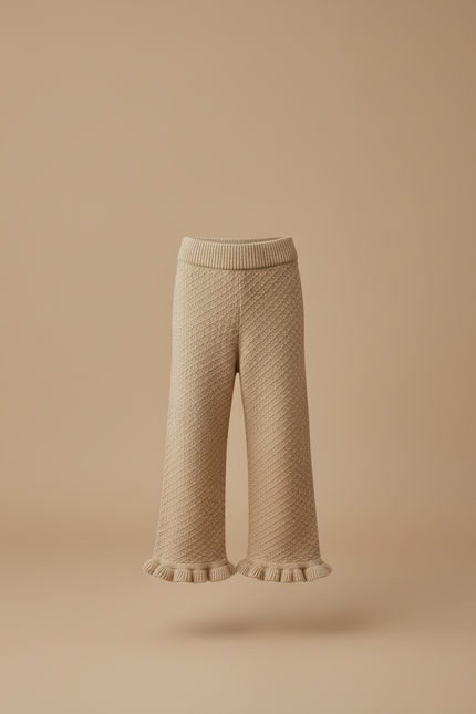 Pantalon Beige Fille - Camel Maille - vue 3