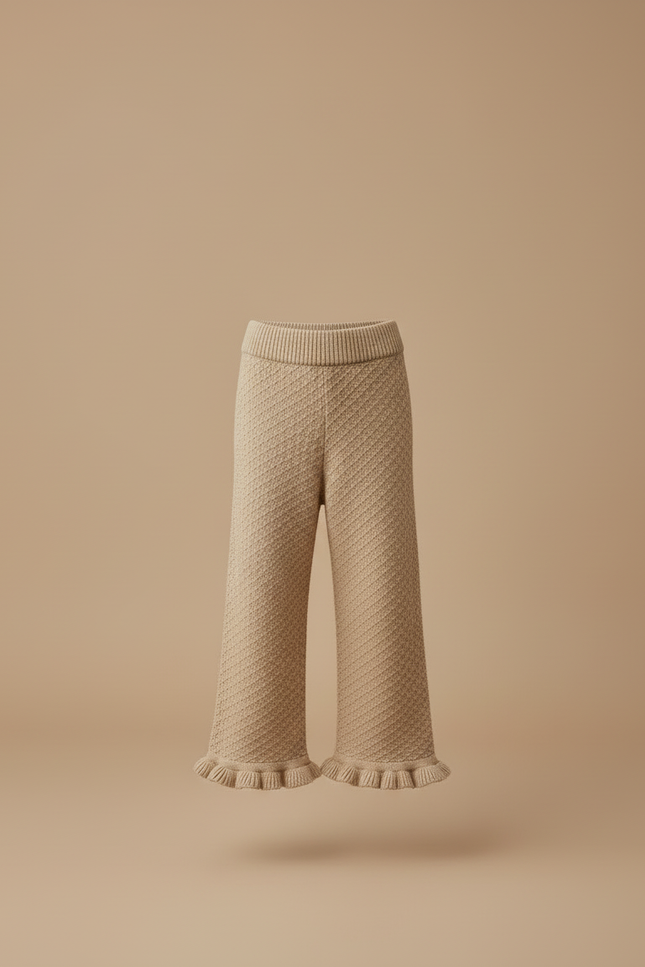 Pantalon Beige Fille - Camel Maille - vue 3