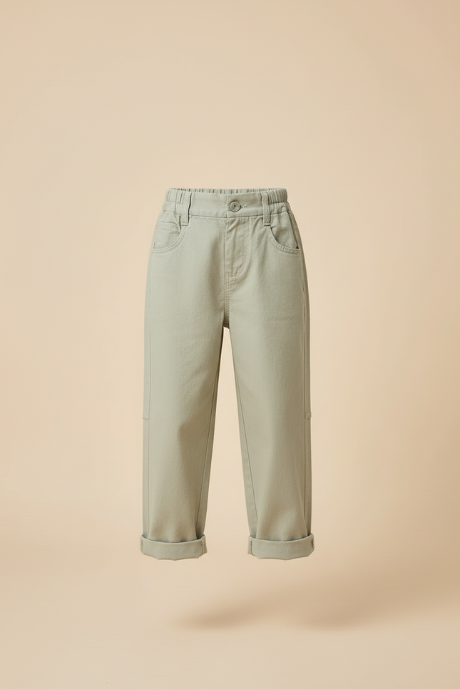 Pantalon Beige Droit Décontracté Garçon Coton Ample - Kaki - vue 3