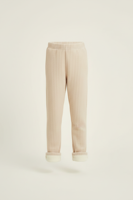 Pantalon Beige Côtelé Chaud Molletonné Enfant Hiver - vue 3