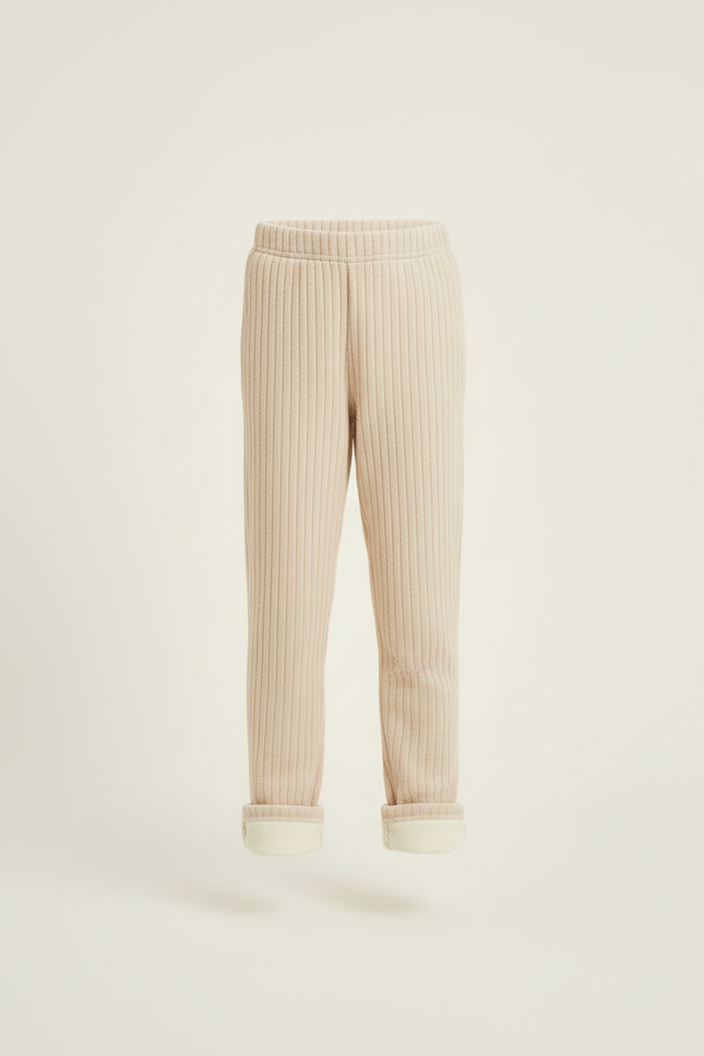 Pantalon Beige Côtelé Chaud Molletonné Enfant Hiver - vue 3