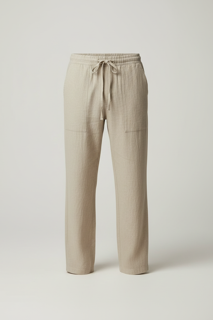 Pantalon En Lin Beige Pour Homme - vue 3