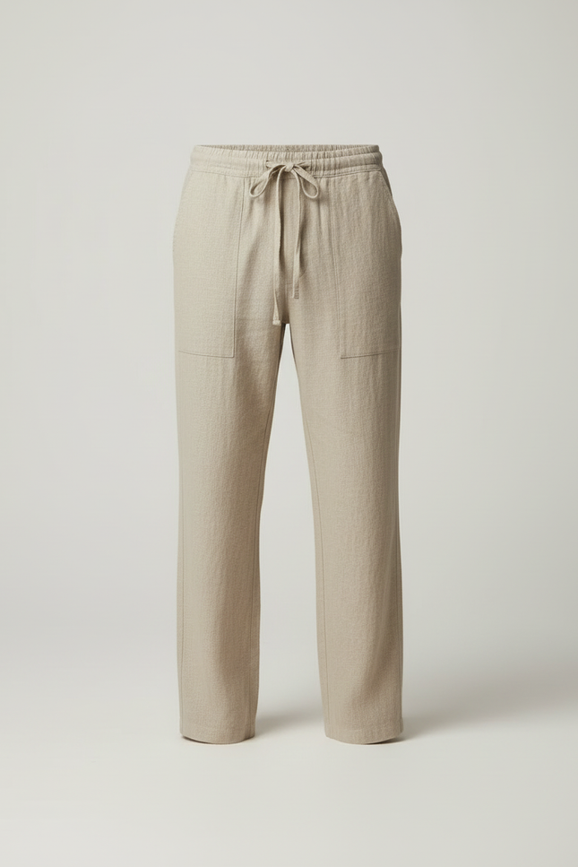 Pantalon En Lin Beige Pour Homme - vue 3