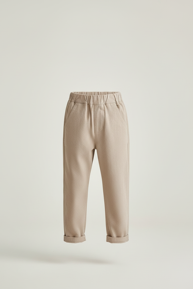 Pantalon Beige Coton Ample Élastiqué Enfant Décontracté - Molleton - vue 3