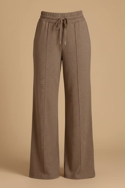 Pantalon Beige Ample Fluide Décontracté Cordon Femme - Marron Molleton - vue 3