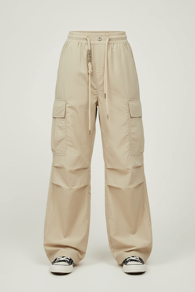 Pantalon Beige Cargo Ample Cordon Décontracté Enfant - Polyester - vue 3