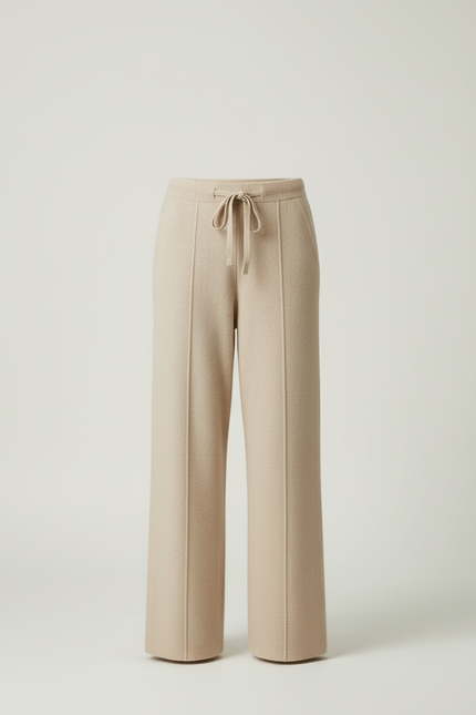 Pantalon Beige Maille Ample Tricoté Décontracté - vue 3
