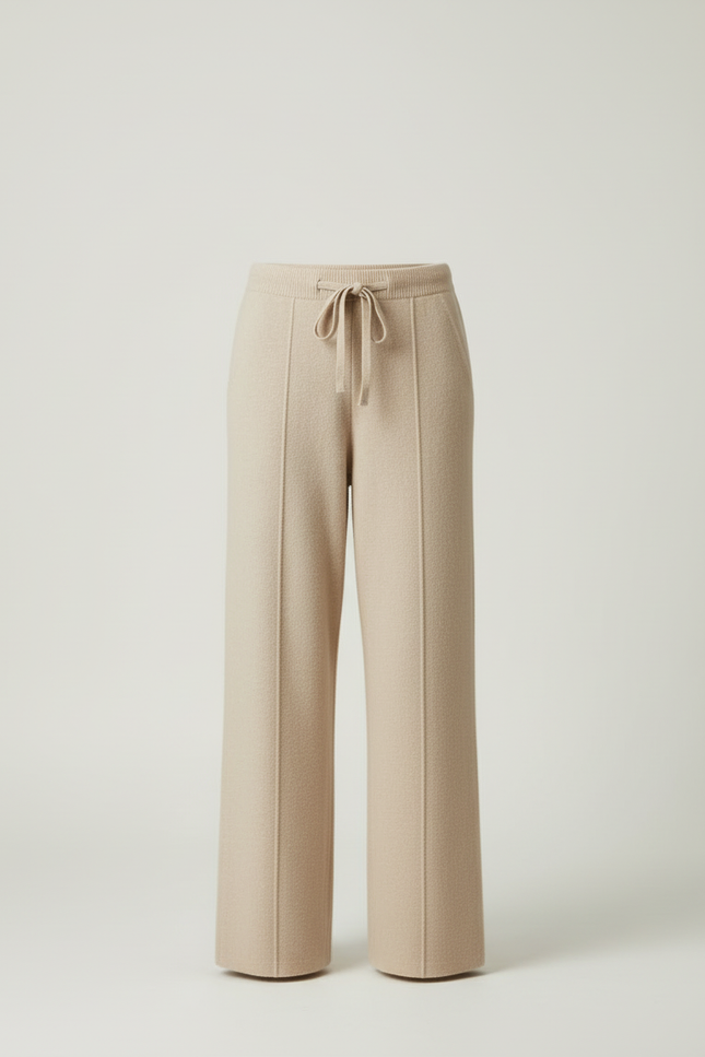 Pantalon Beige Maille Ample Tricoté Décontracté - vue 3