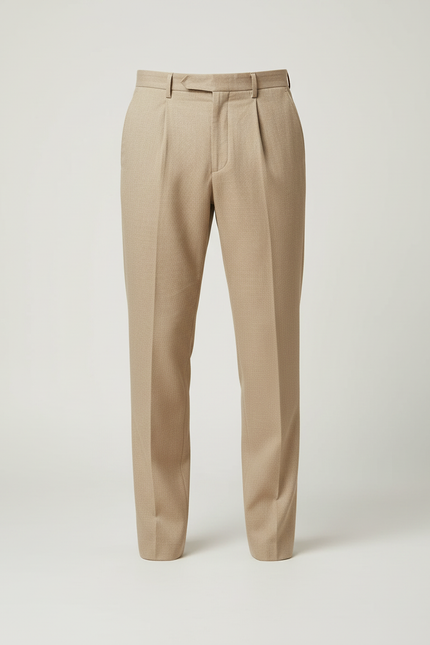 Pantalon Beige Homme Plissé Droit Élégant Business - Gabardine - vue 3