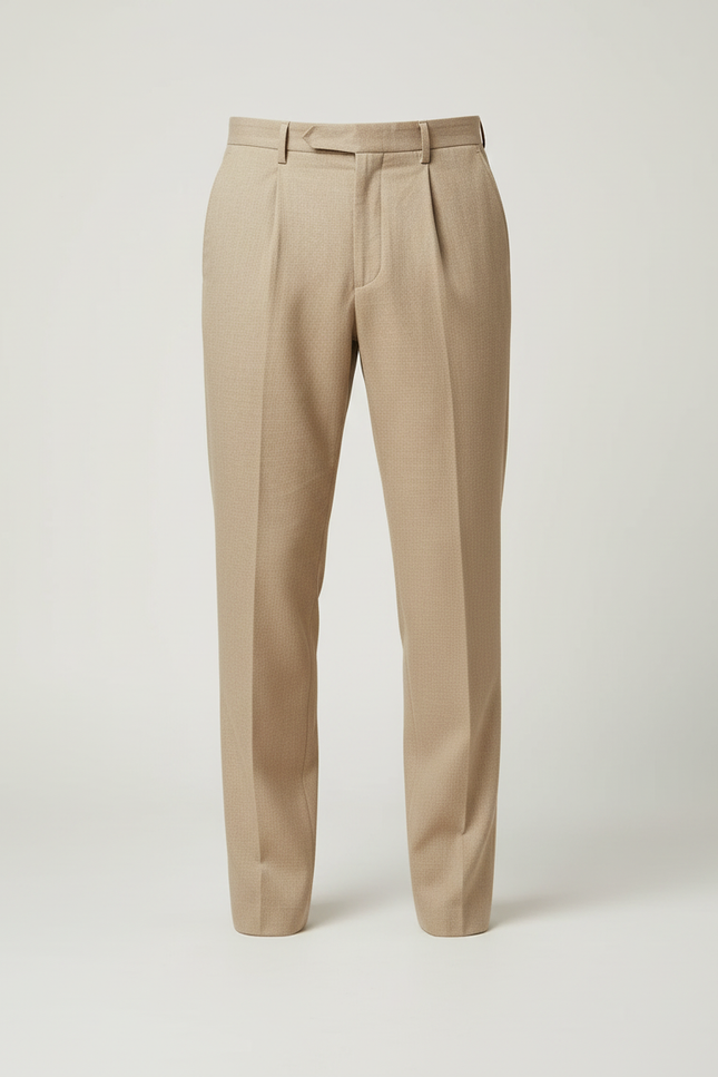 Pantalon Beige Homme Plissé Droit Élégant Business - Gabardine - vue 3