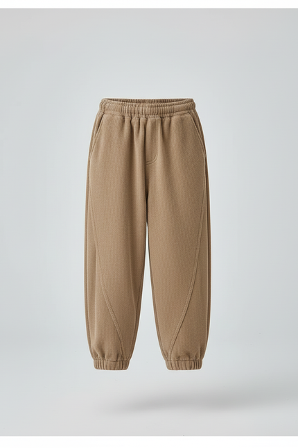 Pantalon Beige Côtelé Ample Élastique Garçon Décontracté - Cordé - vue 3