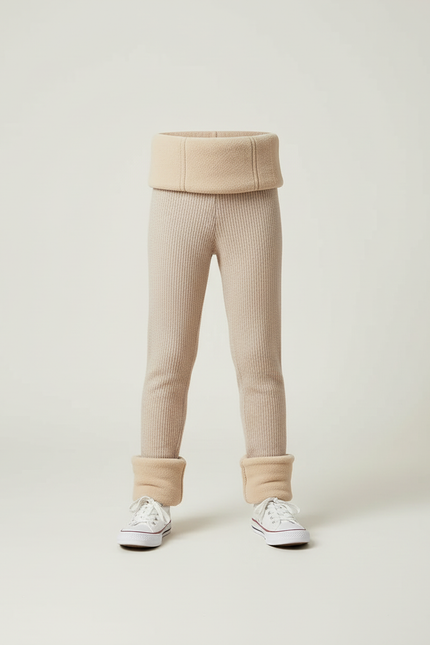 Pantalon Beige Côtelé Doux Élastique Hiver Enfant - Maille - vue 3