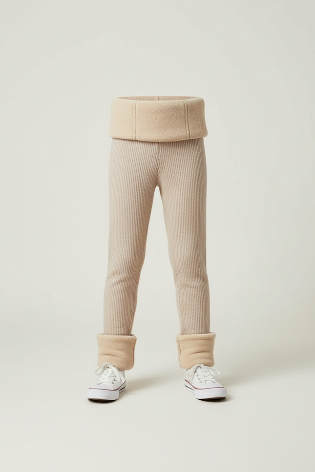Pantalon Beige Côtelé Doux Élastique Hiver Enfant - Maille - vue 3