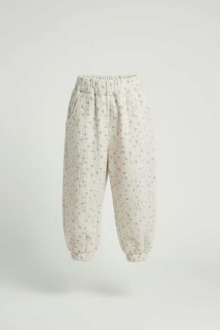 Pantalon Beige Ample Coton Imprimé Floral Enfant - vue 3