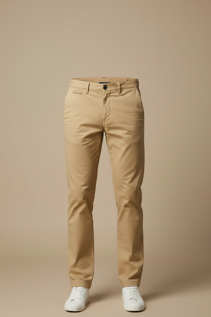 Pantalon Beige Homme Coton Slim Décontracté Élégant - vue 3